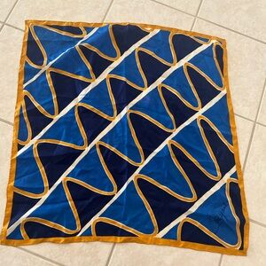 Schiaparelli vintage Blue & Gold Geometric Silk Scarf